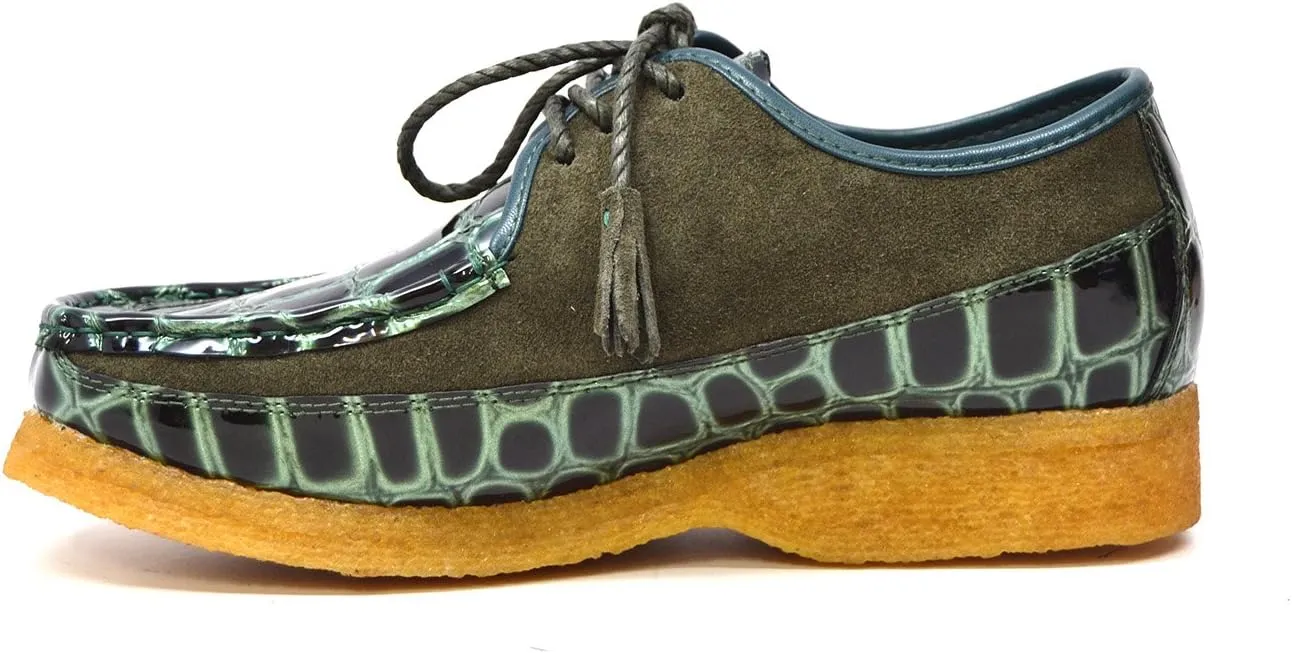 British Collection - Crown Croc Suede and Croc Lace Up Men Shoes