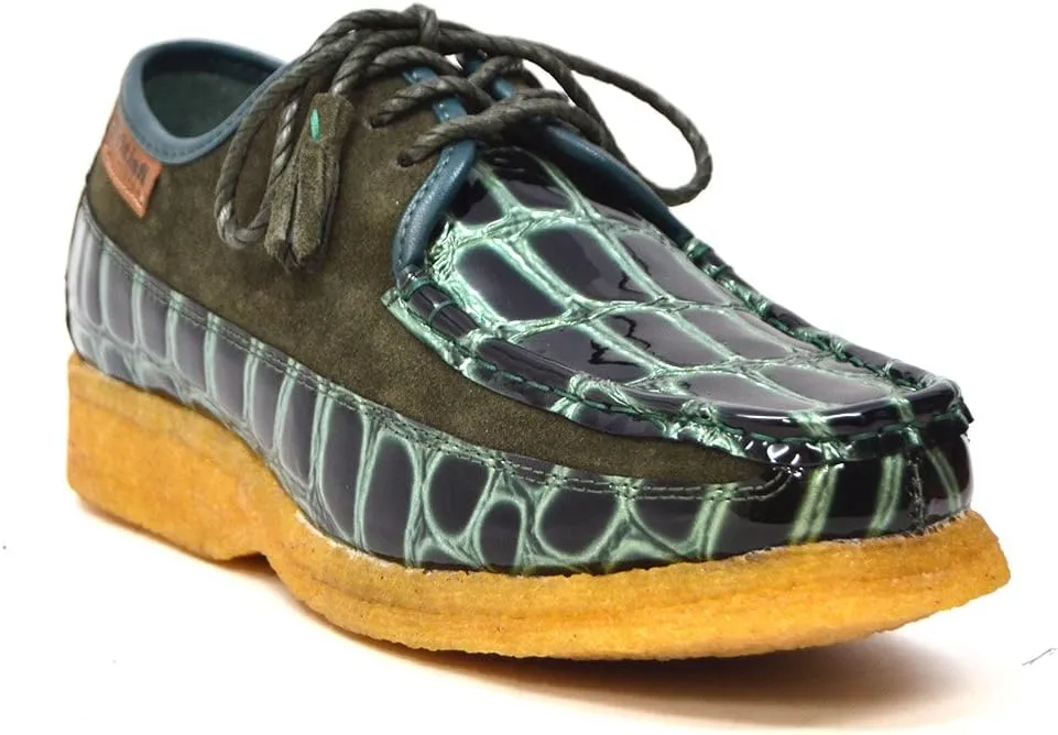 British Collection - Crown Croc Suede and Croc Lace Up Men Shoes