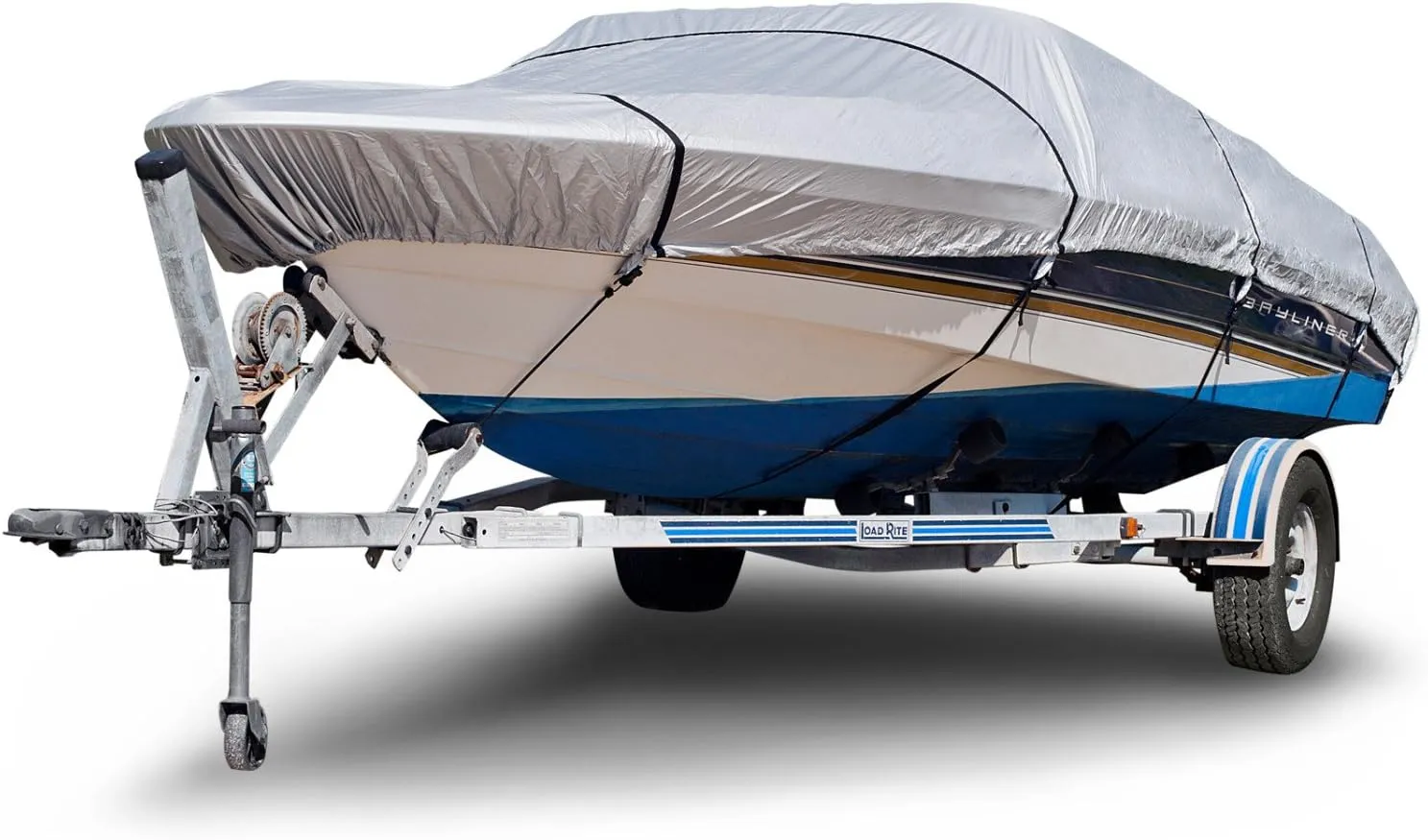 Budge B-150-X6 150 Denier V-Hull Boat Cover Silver 20'-22' Long (Beam Width Up to 106") Lightweight, UV Resistant,Gray
