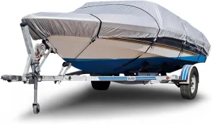 Budge B-150-X6 150 Denier V-Hull Boat Cover Silver 20'-22' Long (Beam Width Up to 106") Lightweight, UV Resistant,Gray