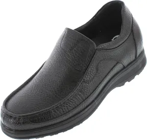 CALTO Men's Invisible Height Increasing Elevator Shoes - Black Premium Leather Slip-on Lightweight Casual Loafers - 3 Inches Taller - G1825 - Size 11 D(M) US