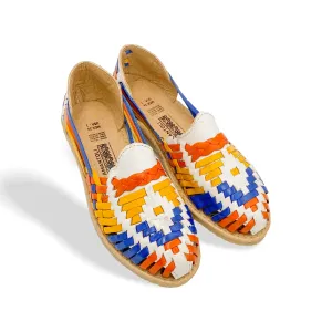 Calvillo Model - Women 100% Artisan Hand Made Mexican Leather Hipster Brown Colorful Closed Toe Sandal Huarache Artesanal - Hecho a Mano Handcrafted in Mexico (7 US)
