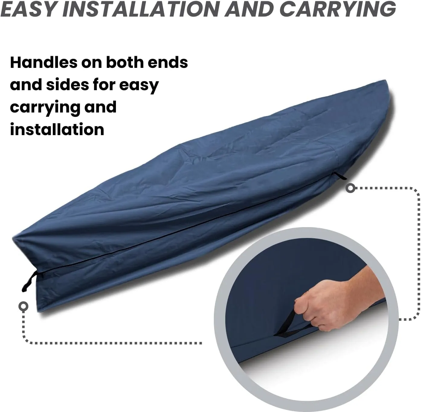Canoe Cover Kayak Cover; Waterproof UV Resistant Marine Grade Polyester Canoe Kayak Boat Storage Cover fits 11ft - 12ft Long, 106 Inches Girth Navy Color