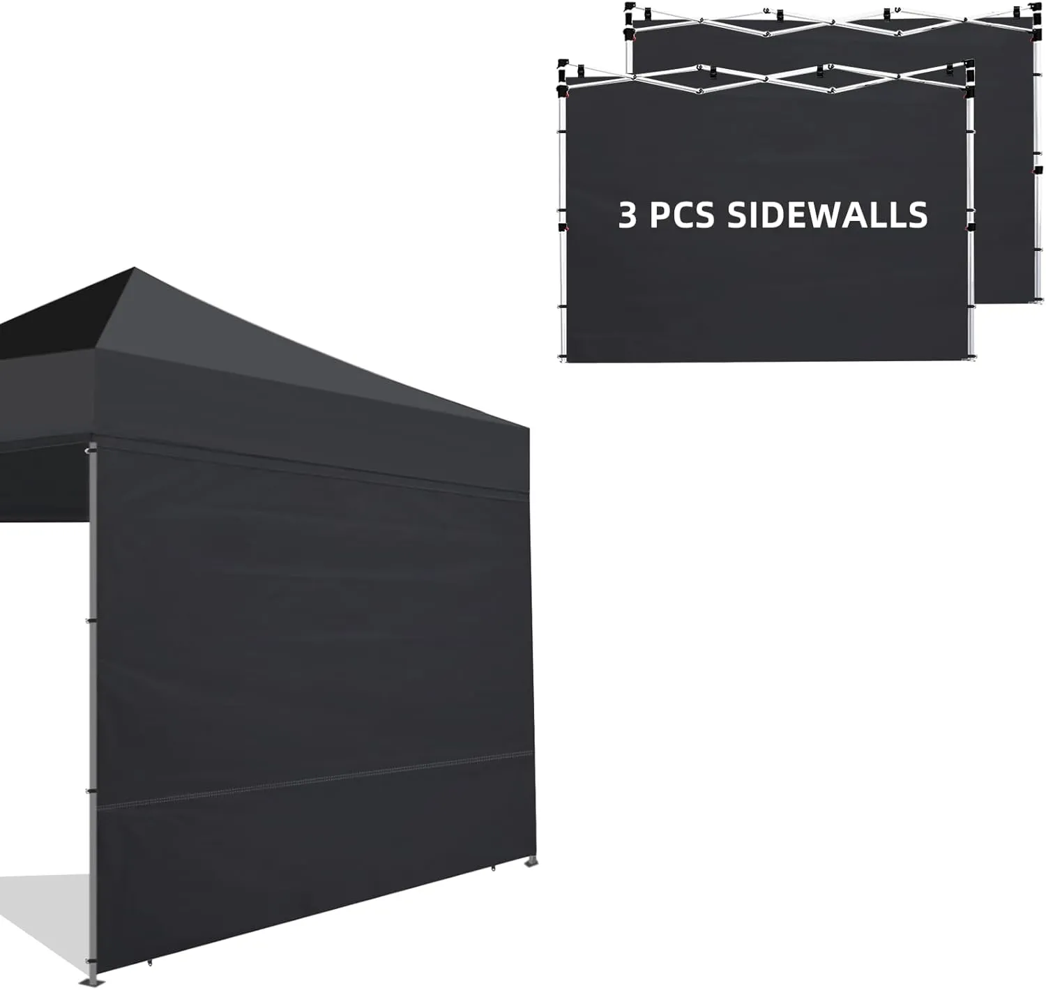 Canopy Tent Sidewalls for 10×10 Pop Up Canopy, 3 Pack Instant Canopy Sunwall, Waterproof and UV Protection Canopy Shade Wall, Straight Leg Canopy Sidewalls 3 PCS Only(Black)