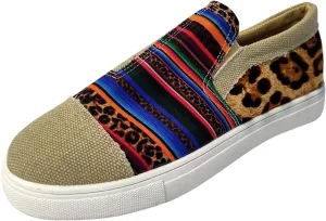 Canvas Shoes for Women Slip On Fashion Sneakers Low Top Casual Loafers Women's Slip On Shoe Canvas Sneakers Womens Tennis Shoes Flat Dress Work Shoe Stitching Printed Breathable Lightweight Walking
