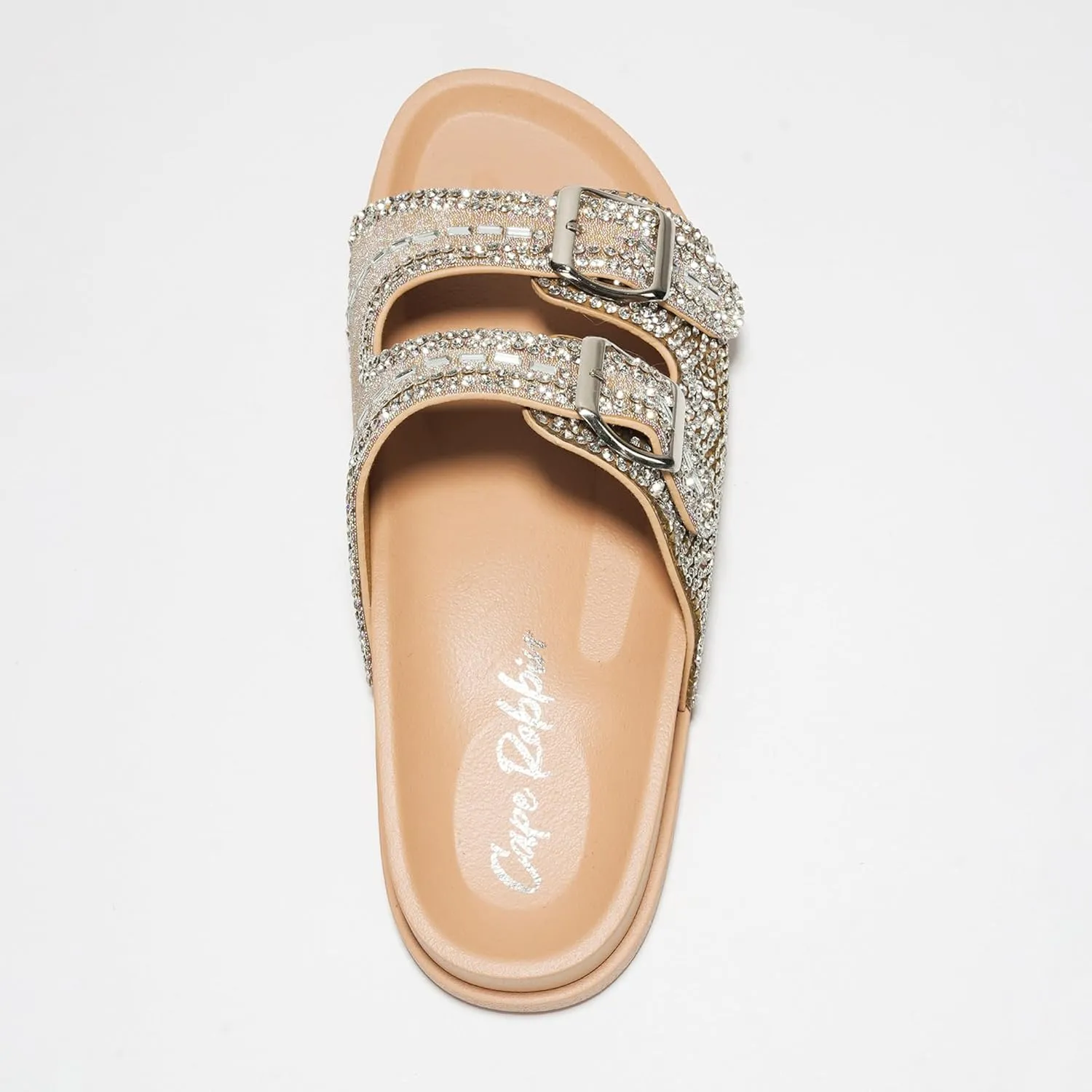 Cape Robbin Becky Rhinestone Buckle Strap Flatform Sandals (Becky)