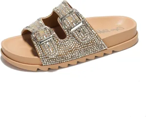 Cape Robbin Becky Rhinestone Buckle Strap Flatform Sandals (Becky)