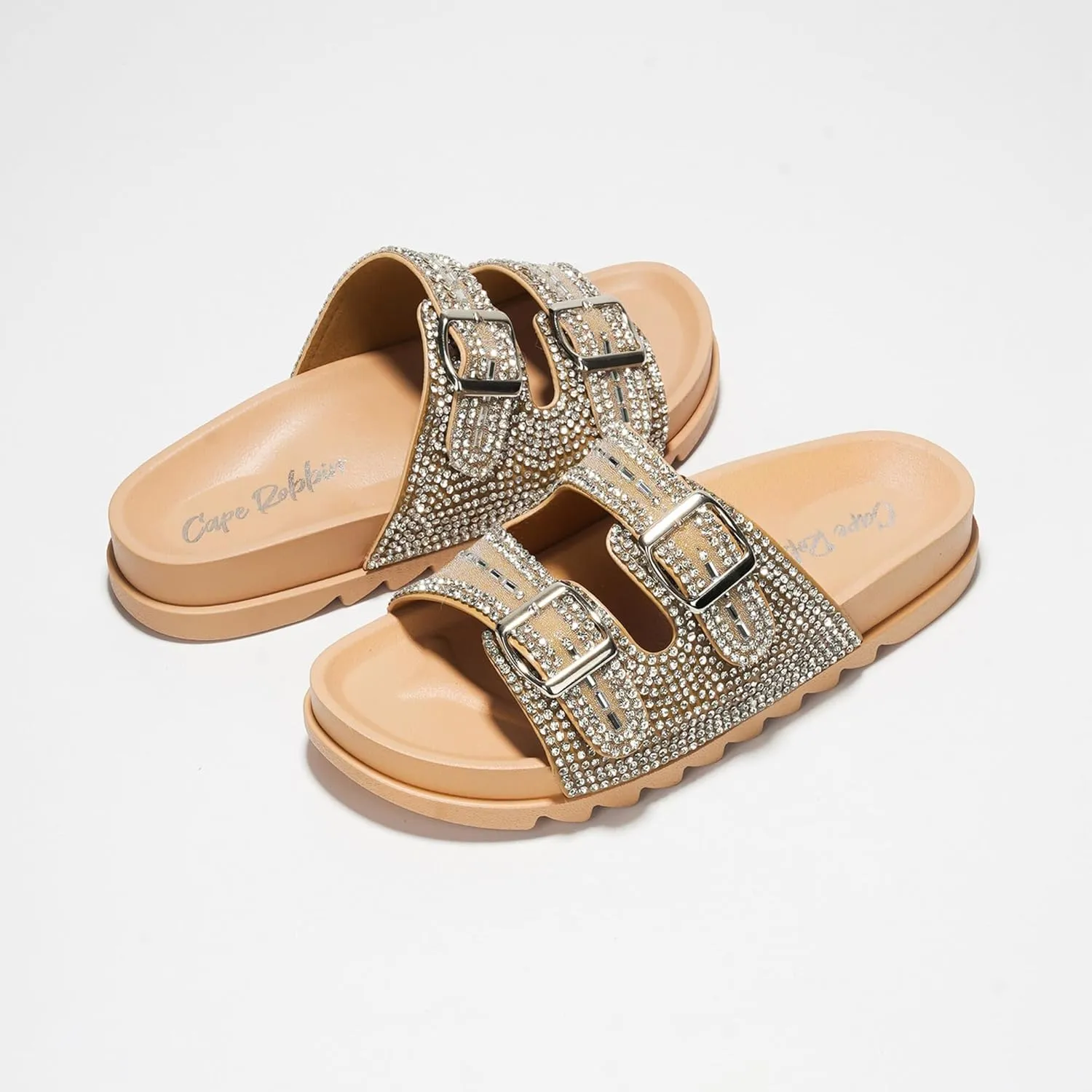 Cape Robbin Becky Rhinestone Buckle Strap Flatform Sandals (Becky)