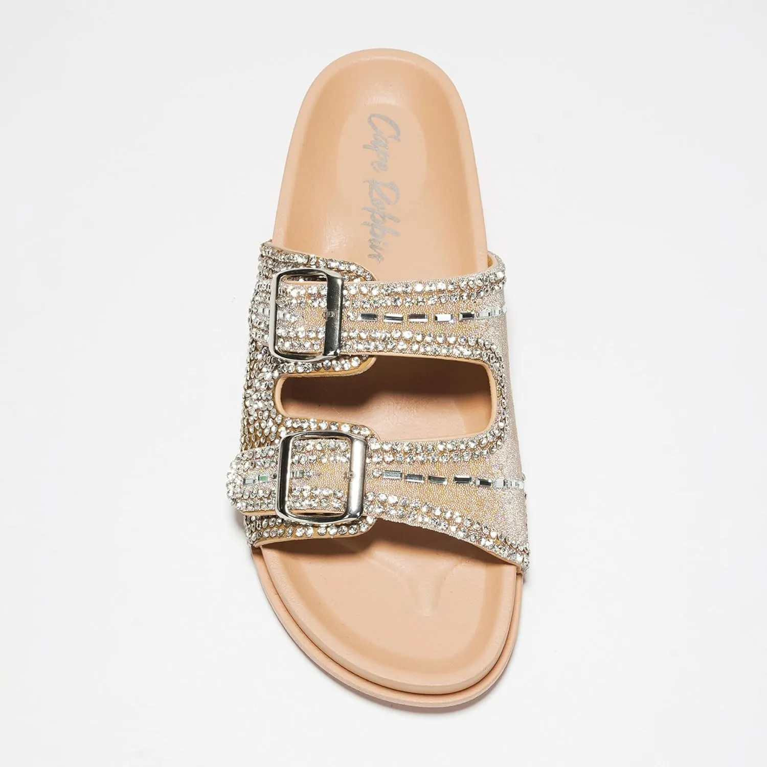 Cape Robbin Becky Rhinestone Buckle Strap Flatform Sandals (Becky)