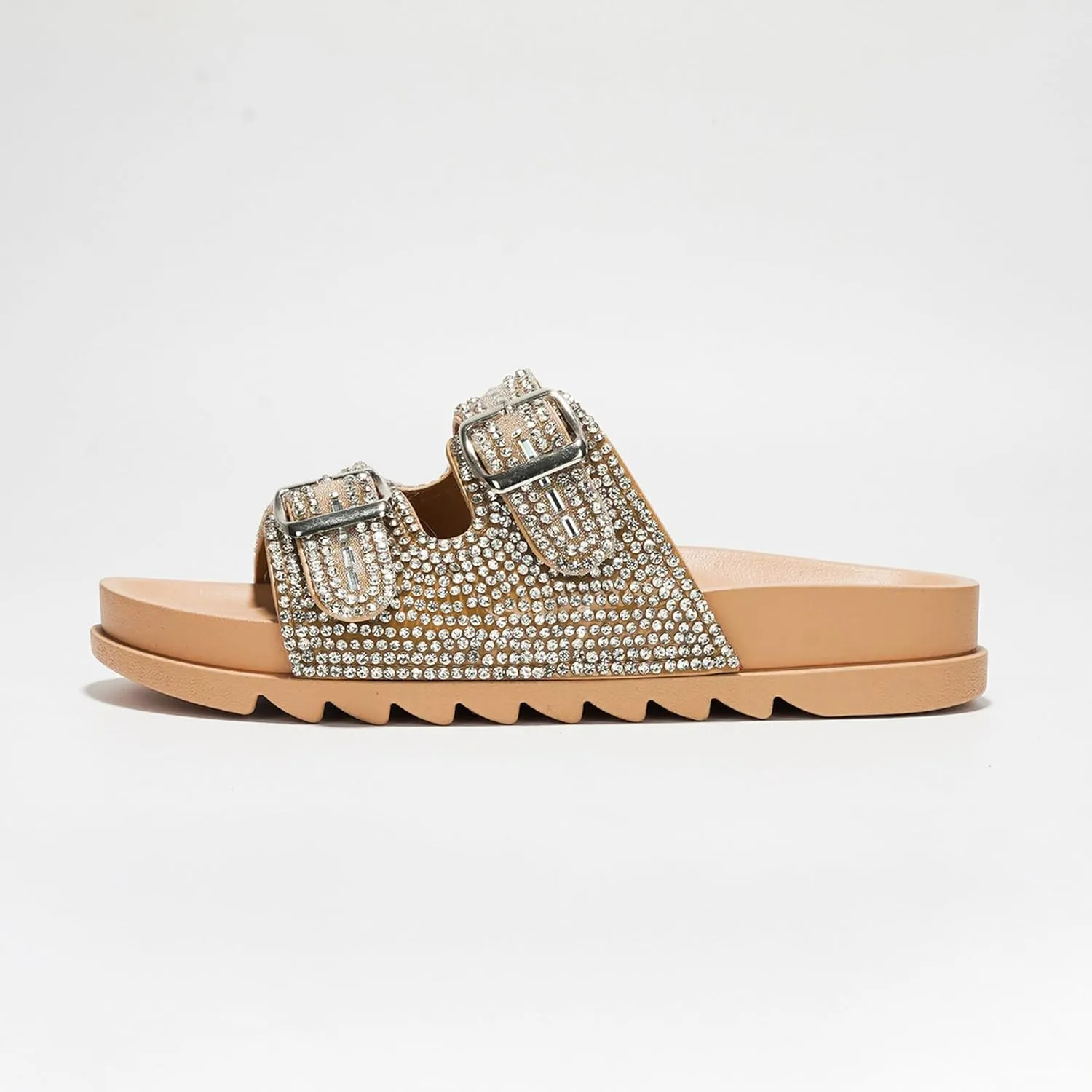 Cape Robbin Becky Rhinestone Buckle Strap Flatform Sandals (Becky)
