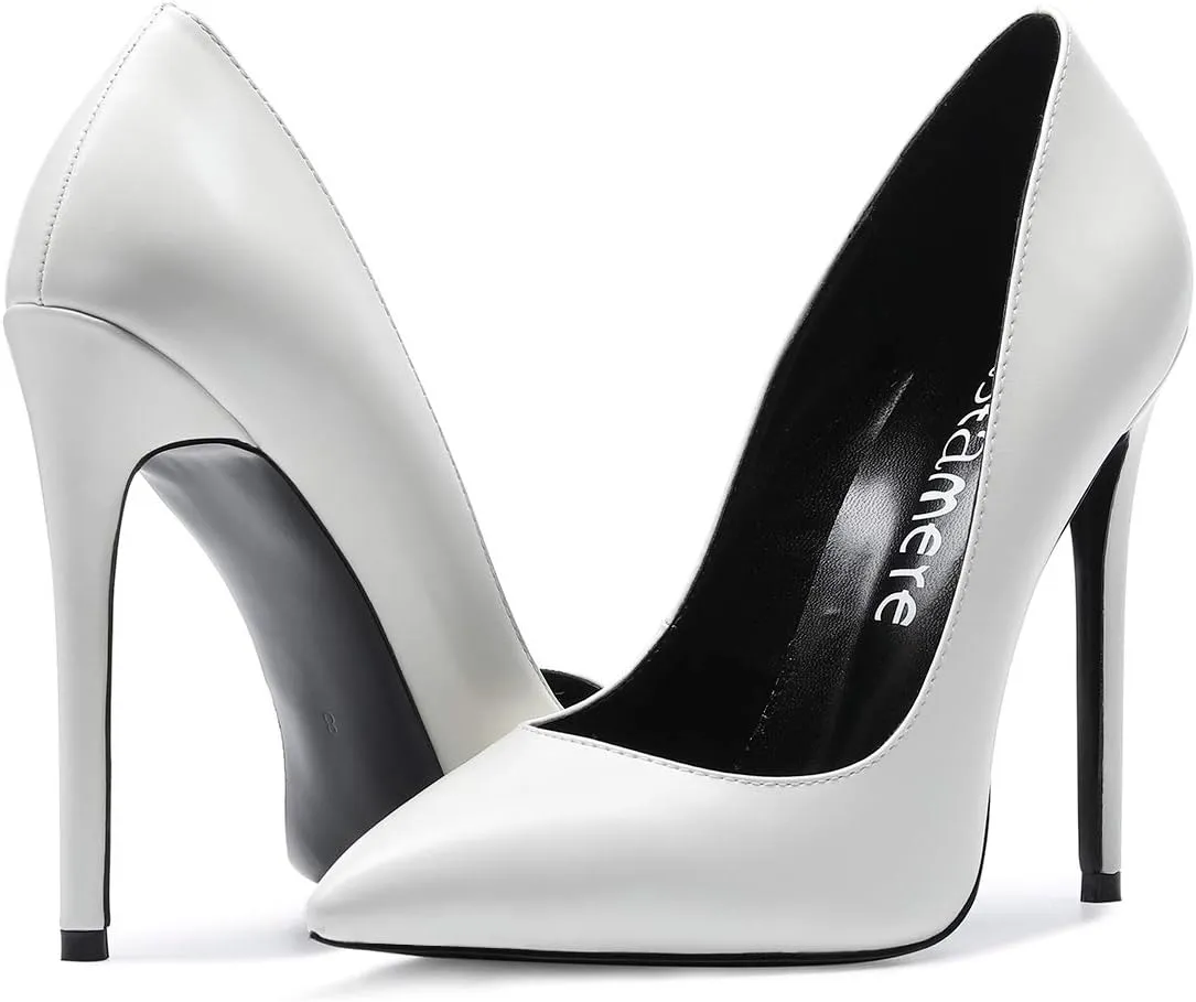 Castamere Womens High Heel Pumps Slip-on Pointy-Toe Elegant Stilettos Comfort Sexy Heel Shoes 4.7Inch Heels Black Lining