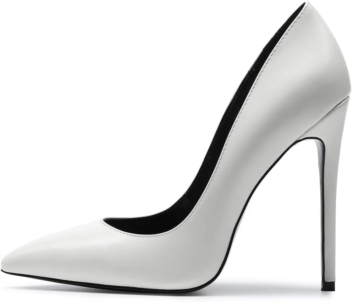 Castamere Womens High Heel Pumps Slip-on Pointy-Toe Elegant Stilettos Comfort Sexy Heel Shoes 4.7Inch Heels Black Lining