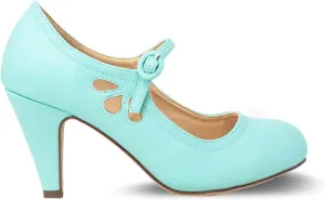 Chase & Chloe Kimmy-21 Women's Round Toe Pierced Mid Heel Mary Jane Style Dress Pumps