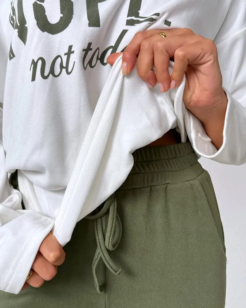 CHICME Women Tracksuit Fall 2 piece Outfits Long Sleeve Crewneck Pullover Tops and Pants Set