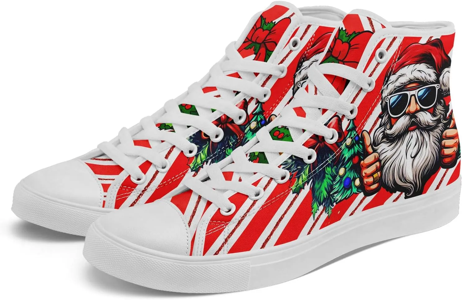 Christmas High-Top Sneakers for Womens Girls,Holiday-Themed Canvas Shoes Comfortable Casul high Tops,Xmas Gift