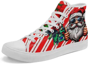Christmas High-Top Sneakers for Womens Girls,Holiday-Themed Canvas Shoes Comfortable Casul high Tops,Xmas Gift