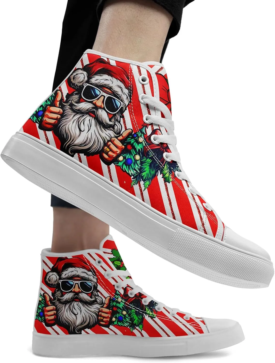 Christmas High-Top Sneakers for Womens Girls,Holiday-Themed Canvas Shoes Comfortable Casul high Tops,Xmas Gift