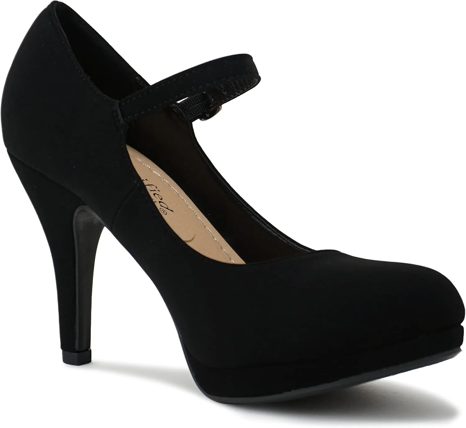 CITYCLASSIFIED “Dennis” ~ Women’s Comfort Extra Padding Insole Stiletto Heel Mary Jane Strap Pump Office Ladies Closed Round Toe Pumps Shoes