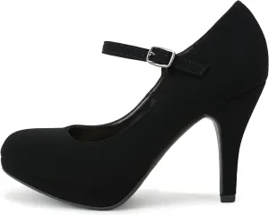 CITYCLASSIFIED “Dennis” ~ Women’s Comfort Extra Padding Insole Stiletto Heel Mary Jane Strap Pump Office Ladies Closed Round Toe Pumps Shoes