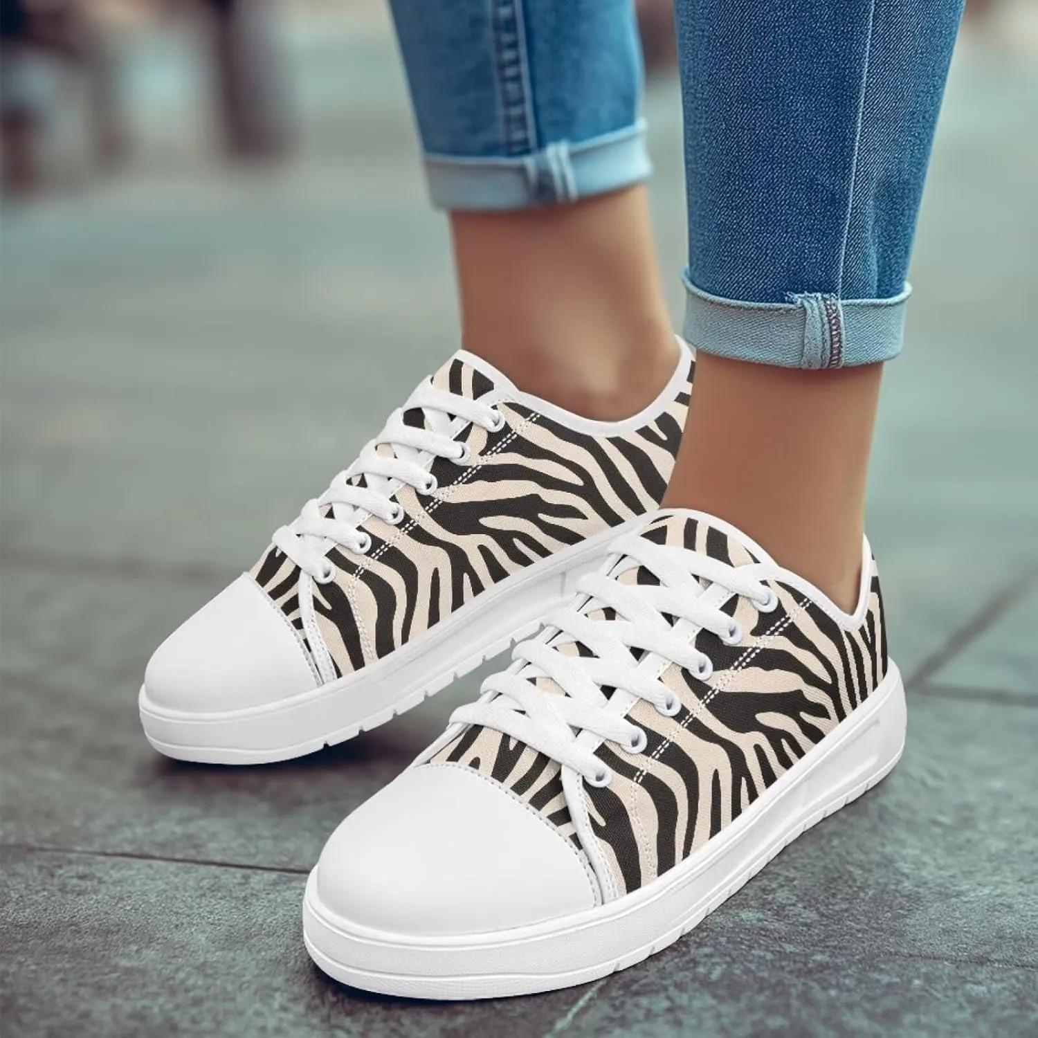 Classic Fashion Sneakers Canvas Shoes for Women Lace Up Low Top Canvas Casual Sneakers Lightweight Breathable Wide Toe Shoes