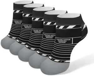 Classic Movie Clapboard Black Ankle Socks for Men & Women, 5 Pairs Breathable Soft Low Cut Socks, Stretch Sweat Wicking Sox