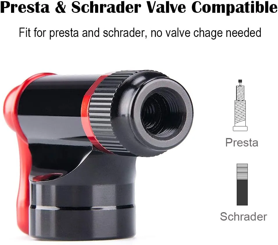 CO2 Inflator Kit with 16g/ 25g CO2 Cartridges - Presta & Schrader Valve Compatible - CO2 Bike Pump for Road and Mountain Bikes