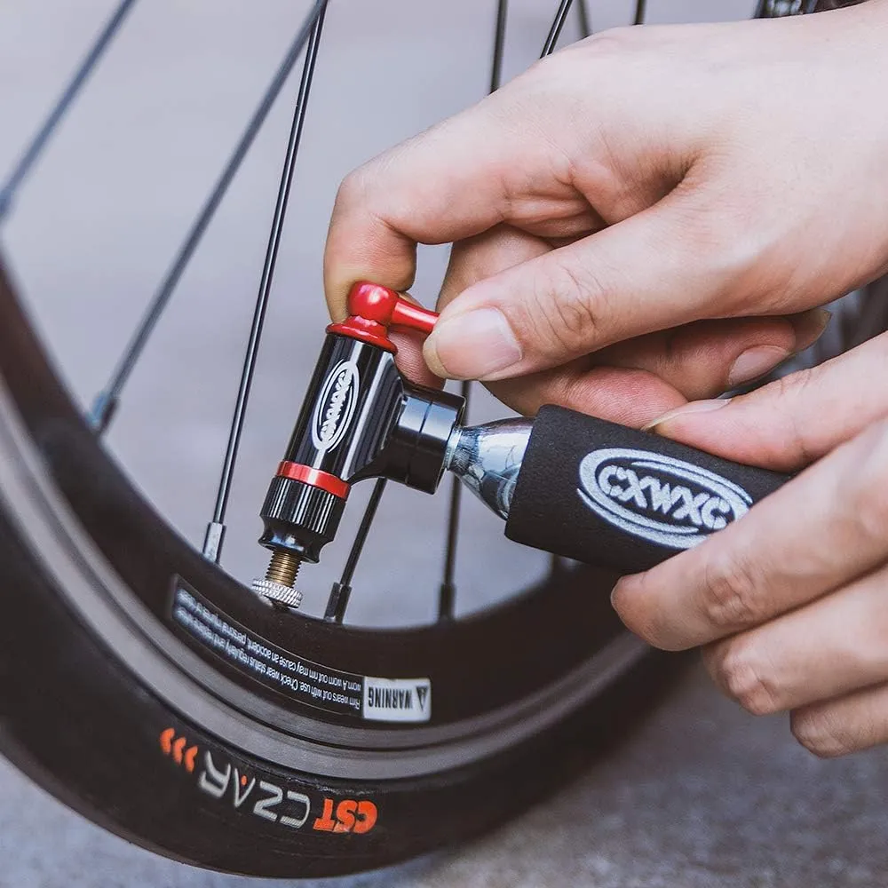 CO2 Inflator Kit with 16g/ 25g CO2 Cartridges - Presta & Schrader Valve Compatible - CO2 Bike Pump for Road and Mountain Bikes