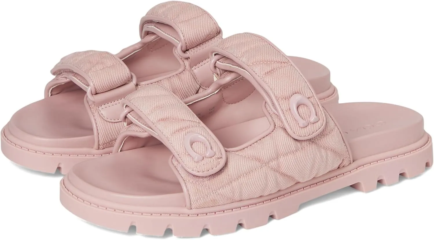 Coach Women's Denim Quilted Sculpted C Double Band Sandal Flat