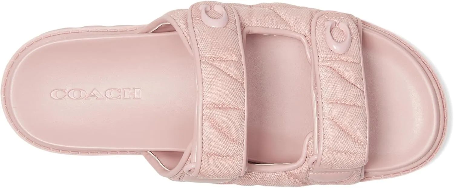 Coach Women's Denim Quilted Sculpted C Double Band Sandal Flat