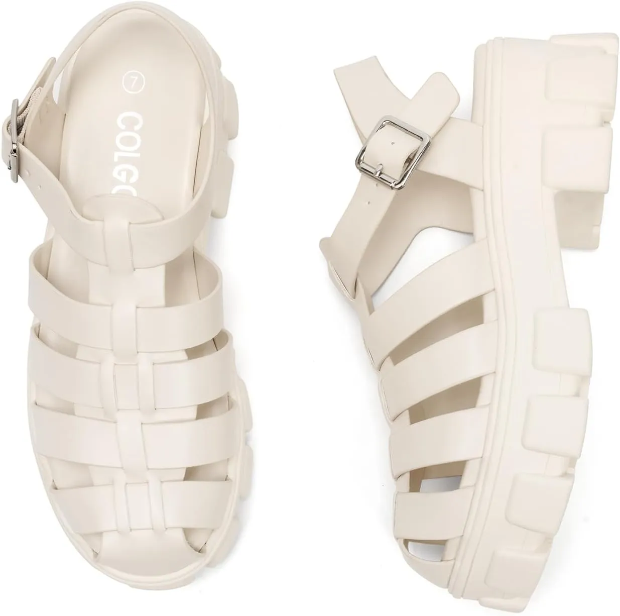 Colgo Womens Platform Wedge Sandals Chunky Block Heeled Adjustable Buckle Fisherman Sandals for Summer