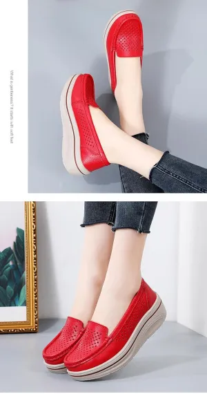 Comfortable Women's Platform Loafers - Closed Toe Slip On Shoes for Casual Style