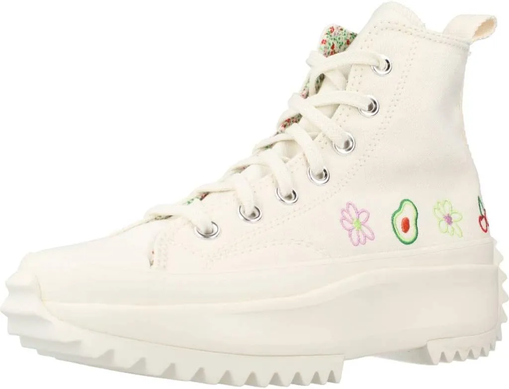 Converse Run Star Hike Platform High Embroidered Fruits & Florals A03560C Size 6.5 Womens, Size 5 Mens White