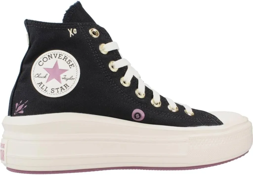 Converse Unisex Chuck Taylor All Star Move Hi Top Sneaker - Lace up Closure Style - Black/Dreamy Dahlia/Egret