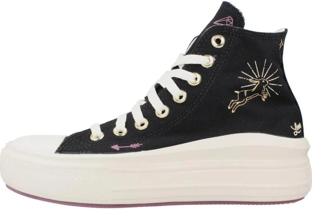 Converse Unisex Chuck Taylor All Star Move Hi Top Sneaker - Lace up Closure Style - Black/Dreamy Dahlia/Egret