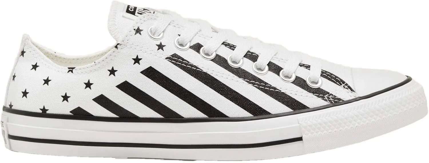 Converse Unisex Stars & Stripes Chuck Taylor All Star Ox White/Black/White 9.5 Men/Women 11.5