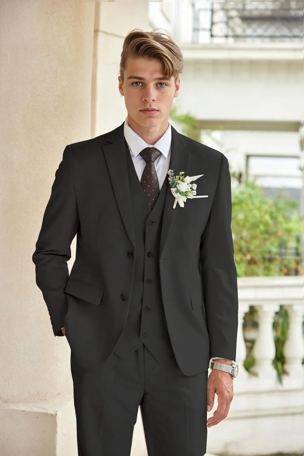 COOFANDY Men's 3 Piece Linen Suits Casual Lightweight Blazer Jackets Vest Pants Set for Wedding Business Prom
