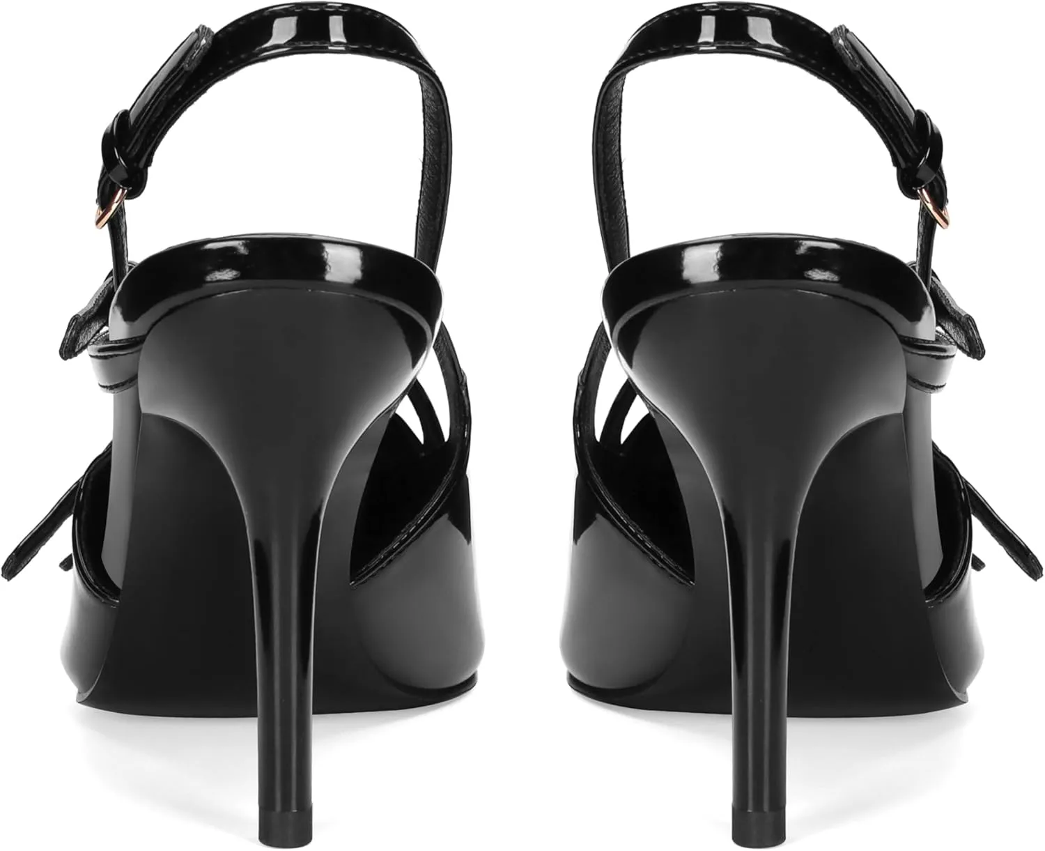 CORNMOOD Slingback Kitten Heels for Women Pointed Toe Stiletto Low Heels with Buckle Strap Heeled Pumps Sandals