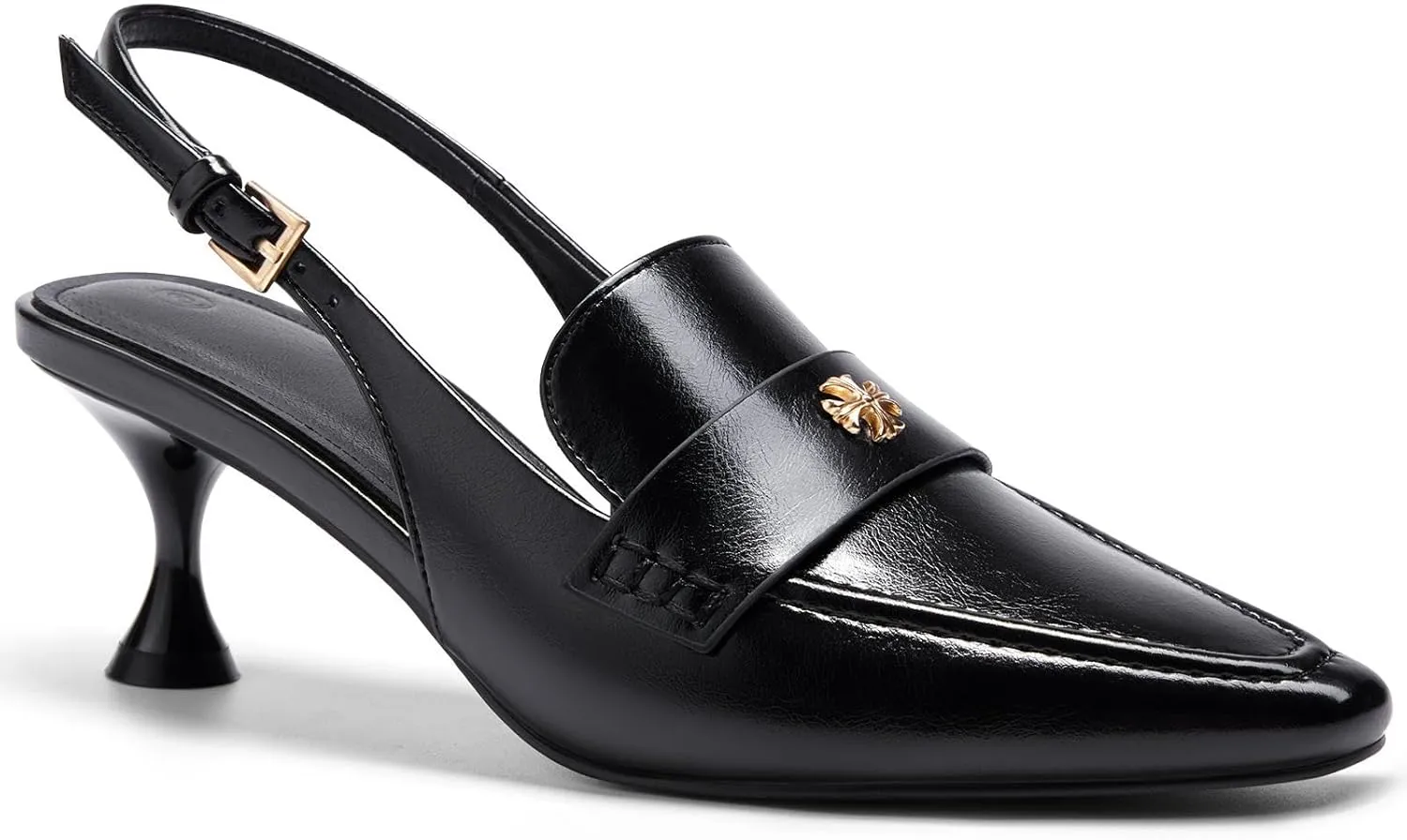 Coutgo Women's Pointed Toe Sandals Slingback Kitten Heel Pumps Slip On Ankle Buckle Dress Shoes