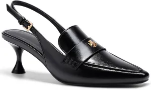 Coutgo Women's Pointed Toe Sandals Slingback Kitten Heel Pumps Slip On Ankle Buckle Dress Shoes