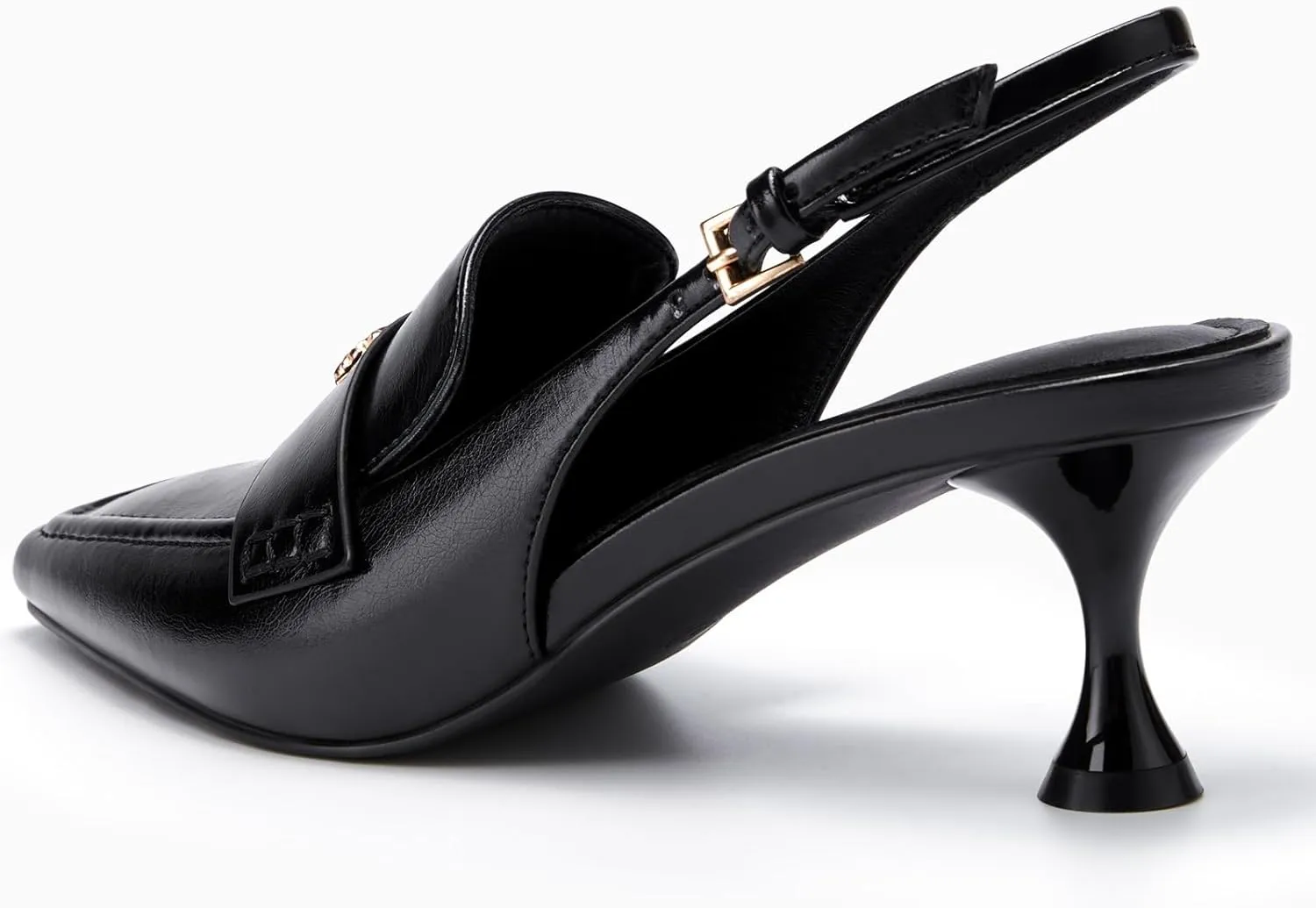 Coutgo Women's Pointed Toe Sandals Slingback Kitten Heel Pumps Slip On Ankle Buckle Dress Shoes