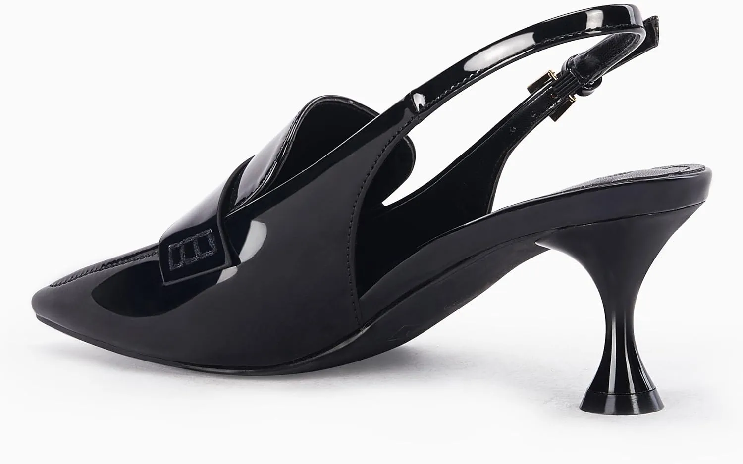 Coutgo Women's Pointed Toe Sandals Slingback Kitten Heel Pumps Slip On Ankle Buckle Dress Shoes