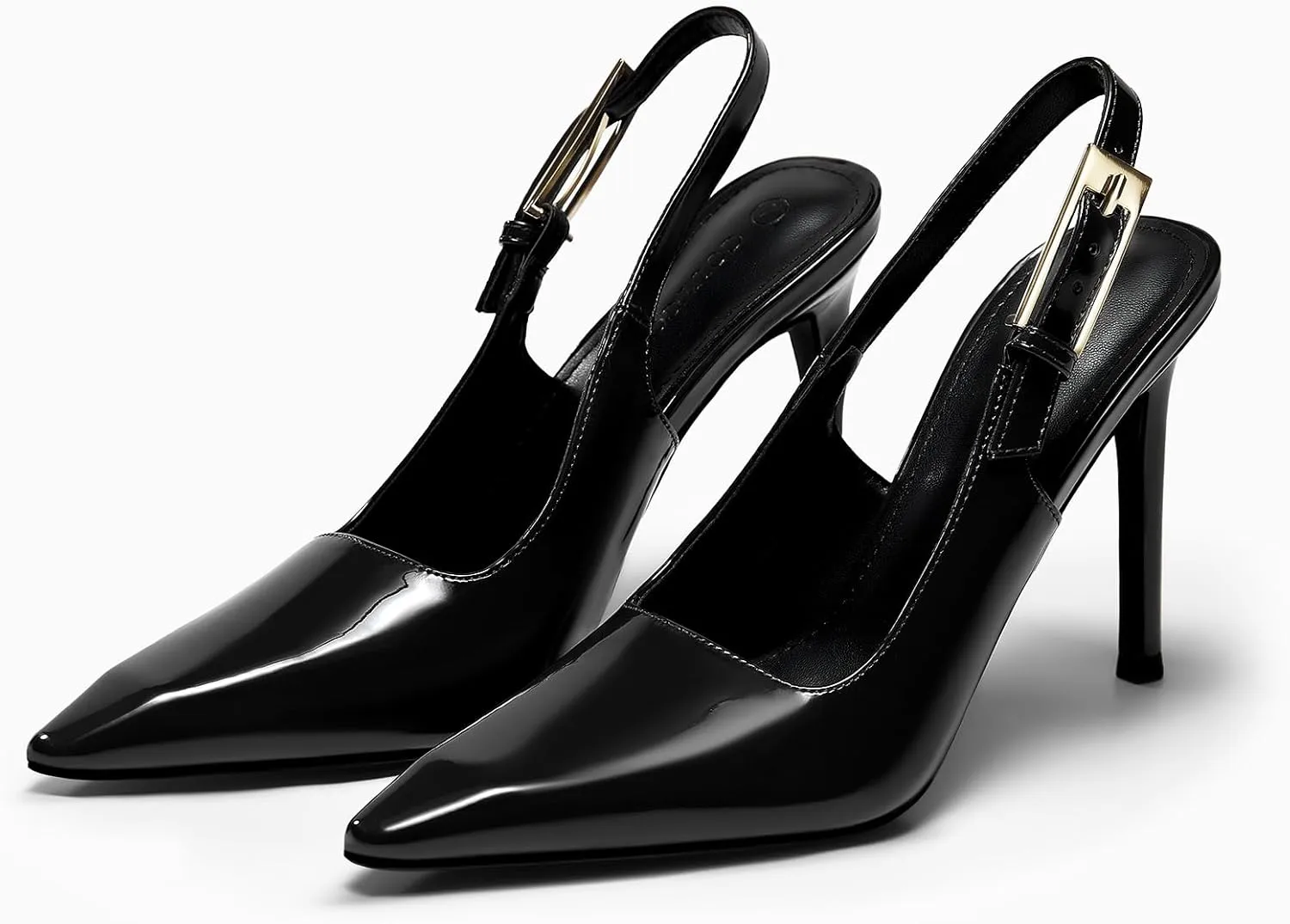 Coutgo Women's Slingback High Heels Pointed Toe Stilettos Metal Buckle Dress Party Pump Shoes