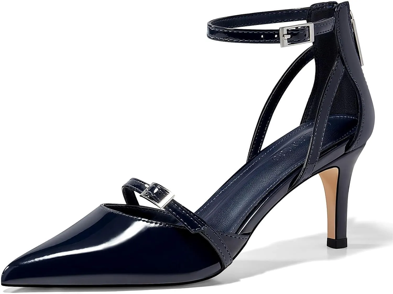 Coutgo Women's Stiletto High Heels Closed Pointed Toe Buckle Ankle Strap Pumps Wedding Party Dress Shoes