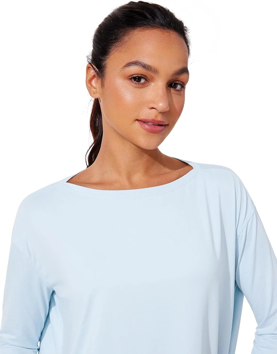 CRZ YOGA Womens UPF 50  Lightweight Long Sleeve Workout Shirts Sun Protection Loose Quick Dry Hiking Tops Outdoor Fishing