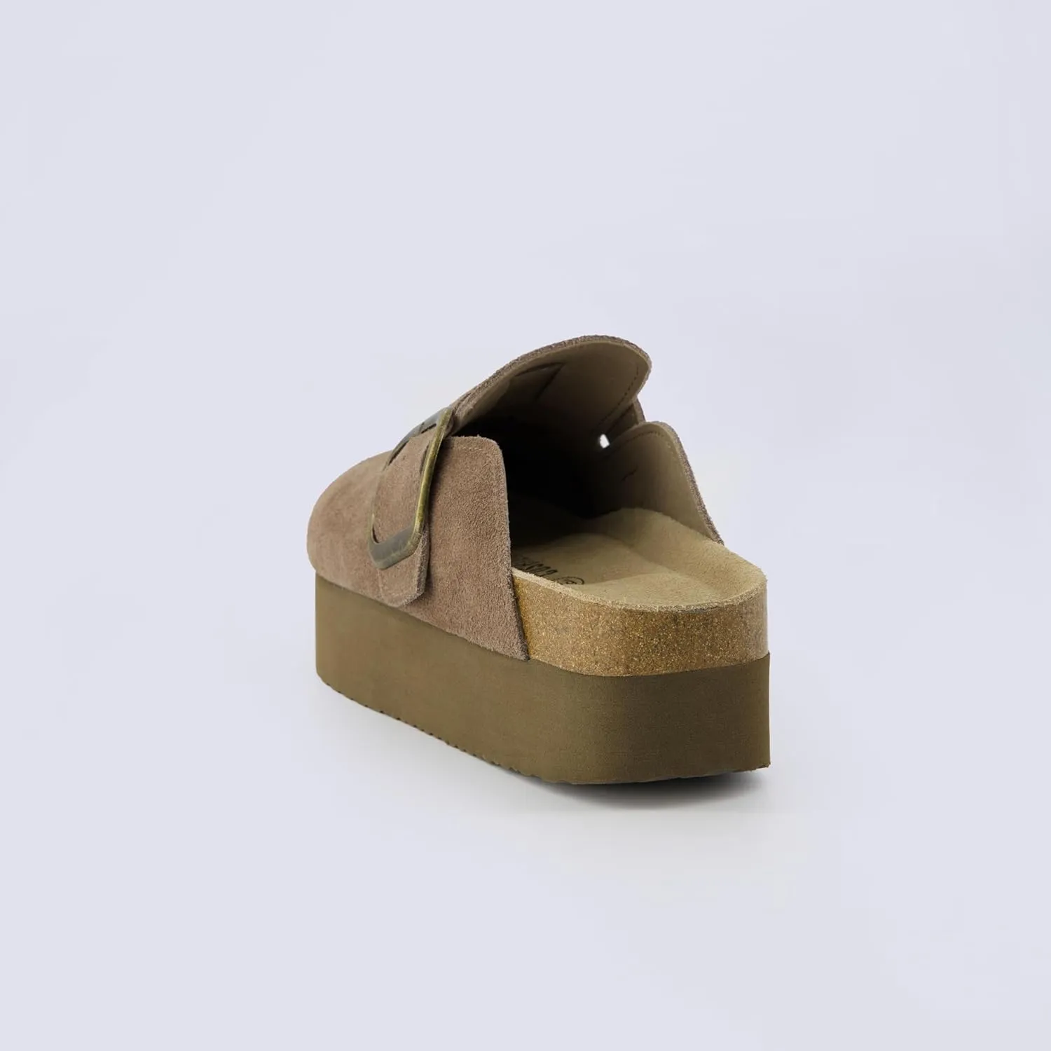 CUSHIONAIRE Women's Granola *Previous Buckle Issue Fixed* Genuine Suede Cork Footbed Platform Clog,  Comfort, Wide Widths Available