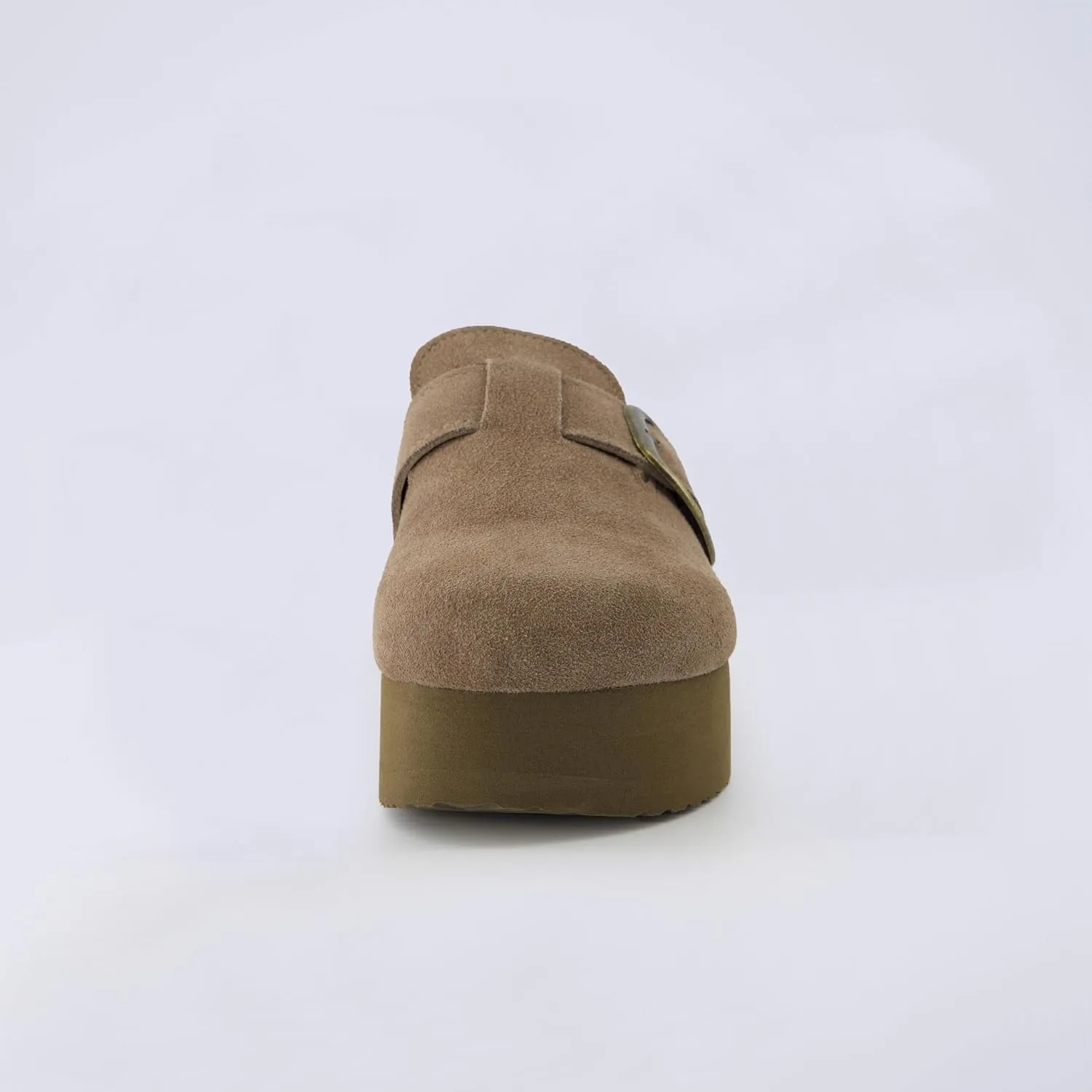 CUSHIONAIRE Women's Granola *Previous Buckle Issue Fixed* Genuine Suede Cork Footbed Platform Clog,  Comfort, Wide Widths Available