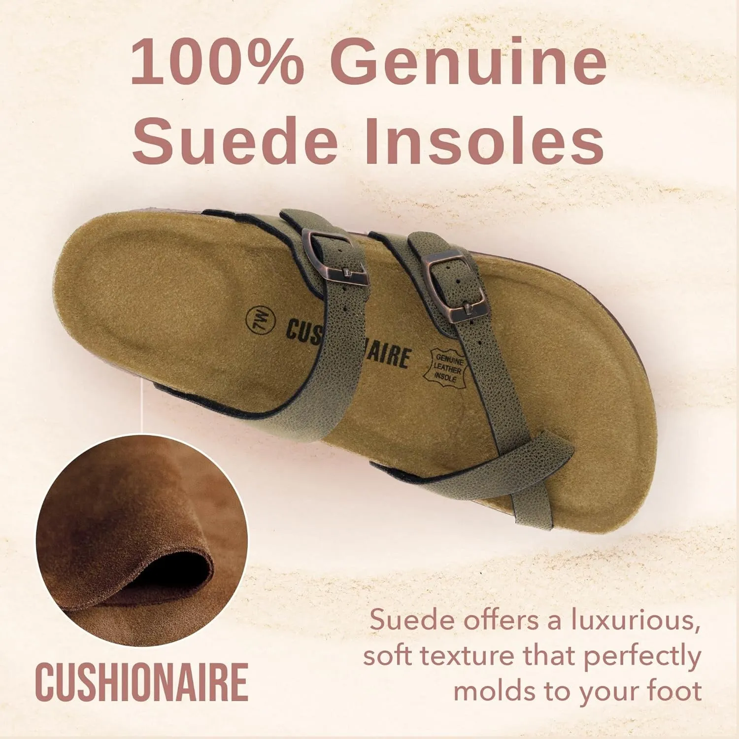 CUSHIONAIRE Women's Luna Cork Footbed Sandal With  Comfort