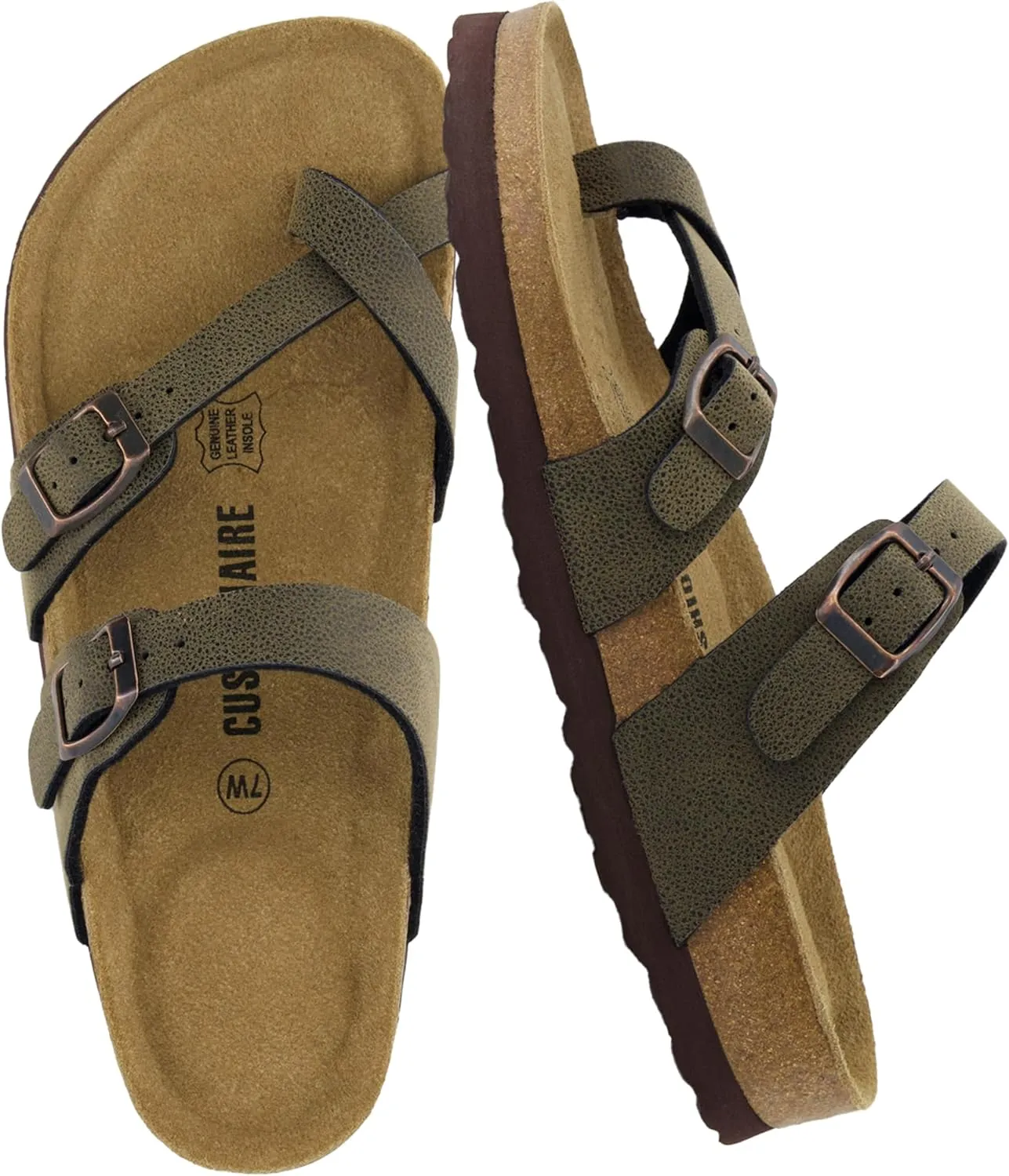 CUSHIONAIRE Women's Luna Cork Footbed Sandal With  Comfort