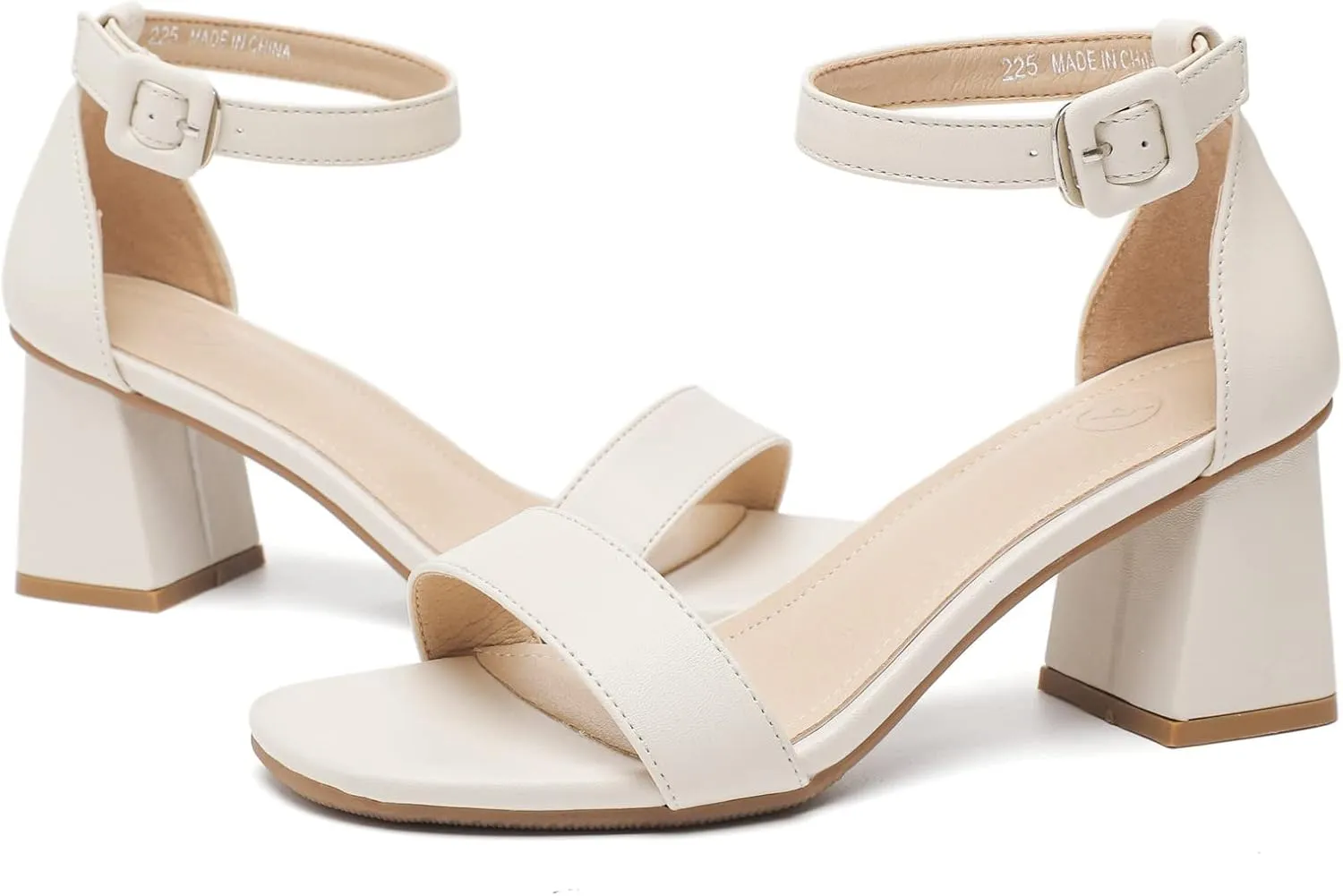 DADAWEN Women's Open Toe Ankle Strap Low Block Chunky Heels Sandals Bridesmaid Wedding Bridal Party Evening Homecoming Prom Dress Pump Shoes