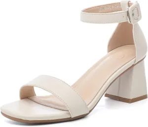 DADAWEN Women's Open Toe Ankle Strap Low Block Chunky Heels Sandals Bridesmaid Wedding Bridal Party Evening Homecoming Prom Dress Pump Shoes